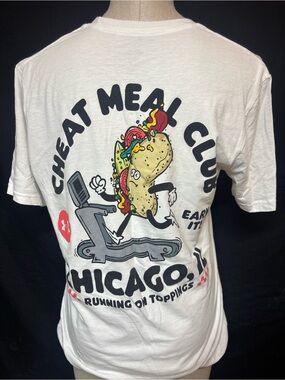 Under Armour White 'Cheat Meal Club' Graphic Tee with Multicolor Taco Print